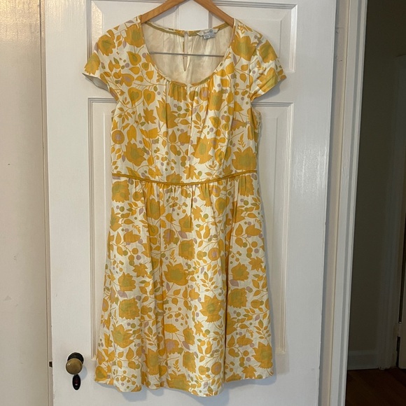 Boden Yellow and Cream Floral Linen Dress - Picture 1 of 11